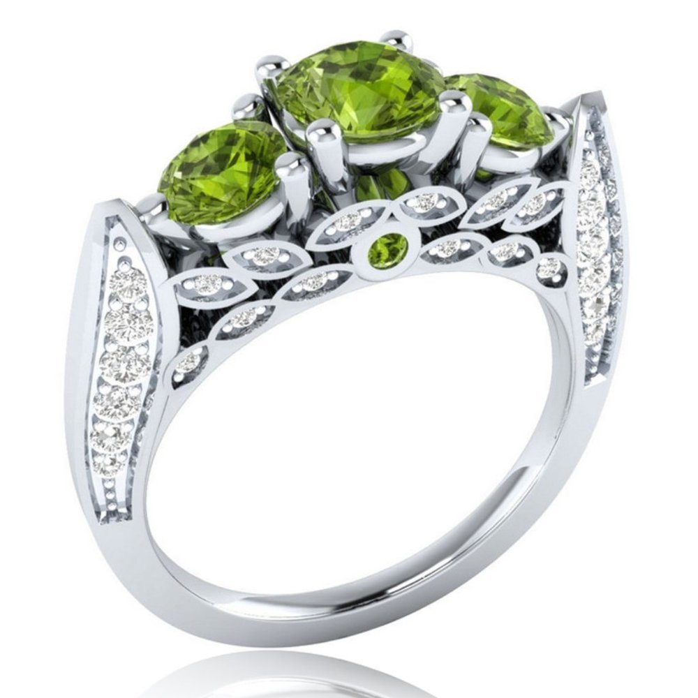 Retro Stylish 925 Silver 3A Green CZ Ring for Women, FB16FA1026